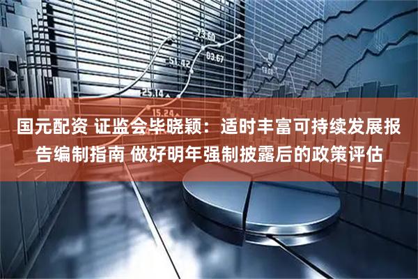 国元配资 证监会毕晓颖：适时丰富可持续发展报告编制指南 做好明年强制披露后的政策评估